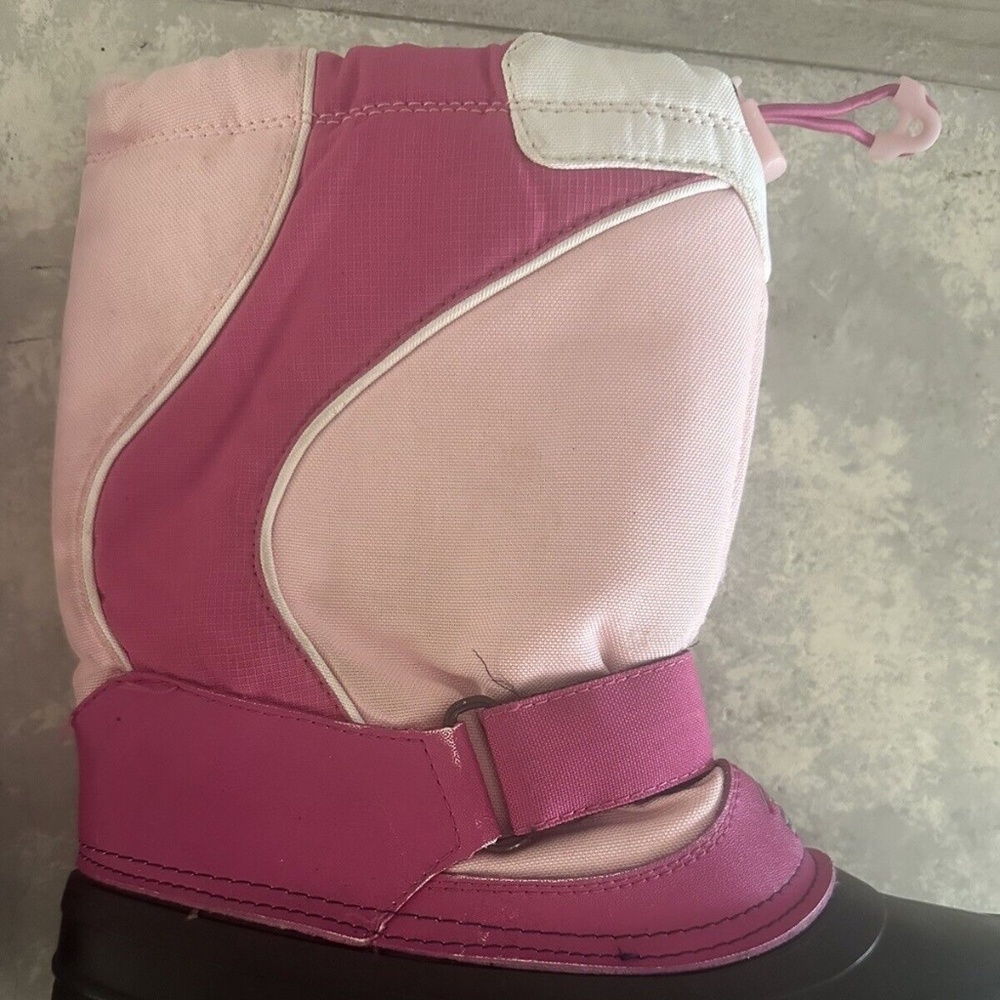 KAMIK Big Girls Sz 4 Winter Snow Boots Pink Black Fleece Lined - Picture 6 of 10